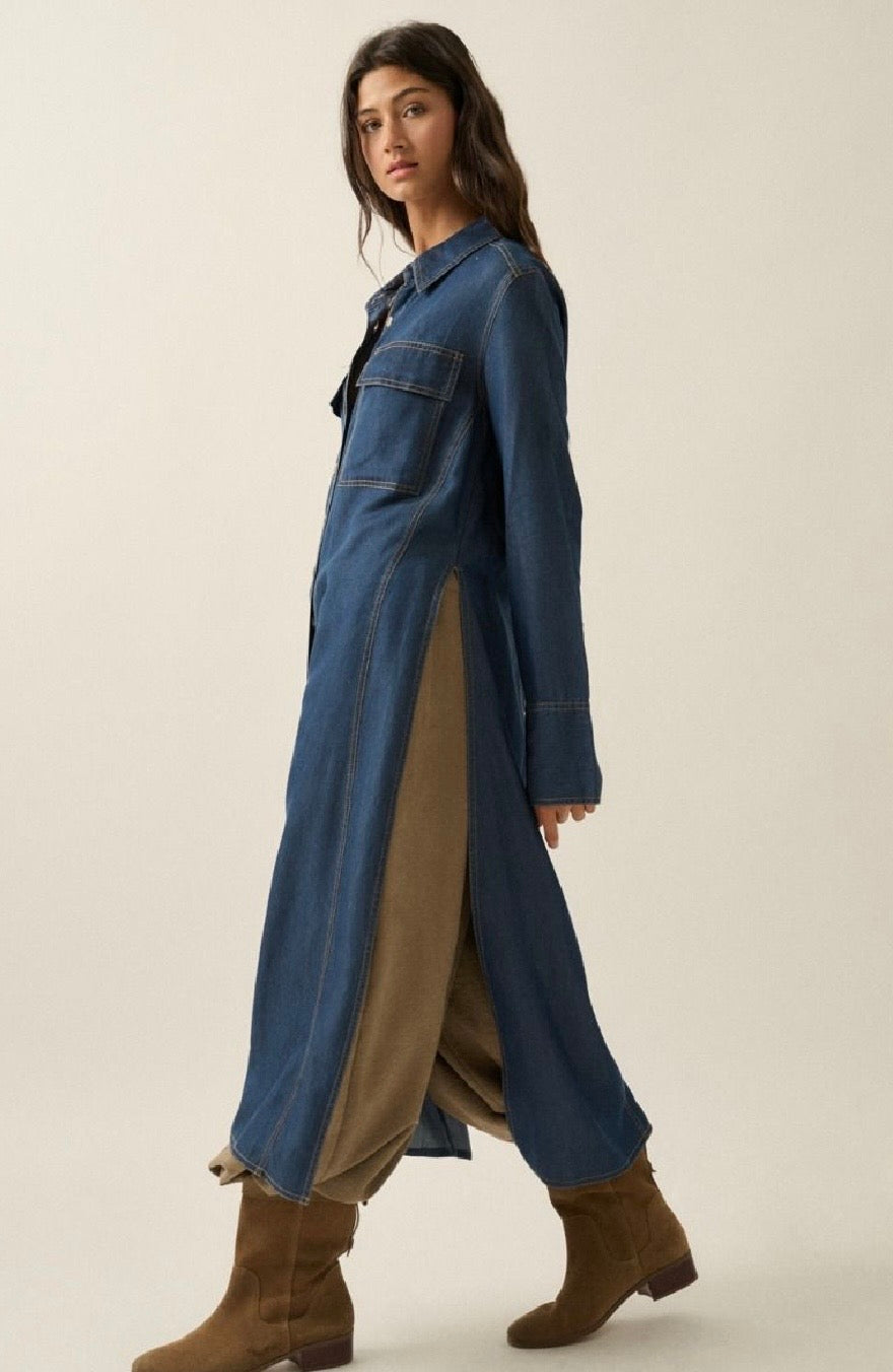 Tencel Denim Maxi Shirt