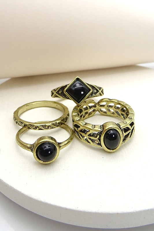Black Stackable Stone Ring Set