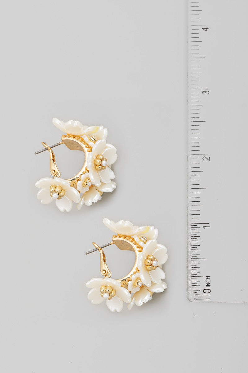 Resin Flower Hoop Earrings
