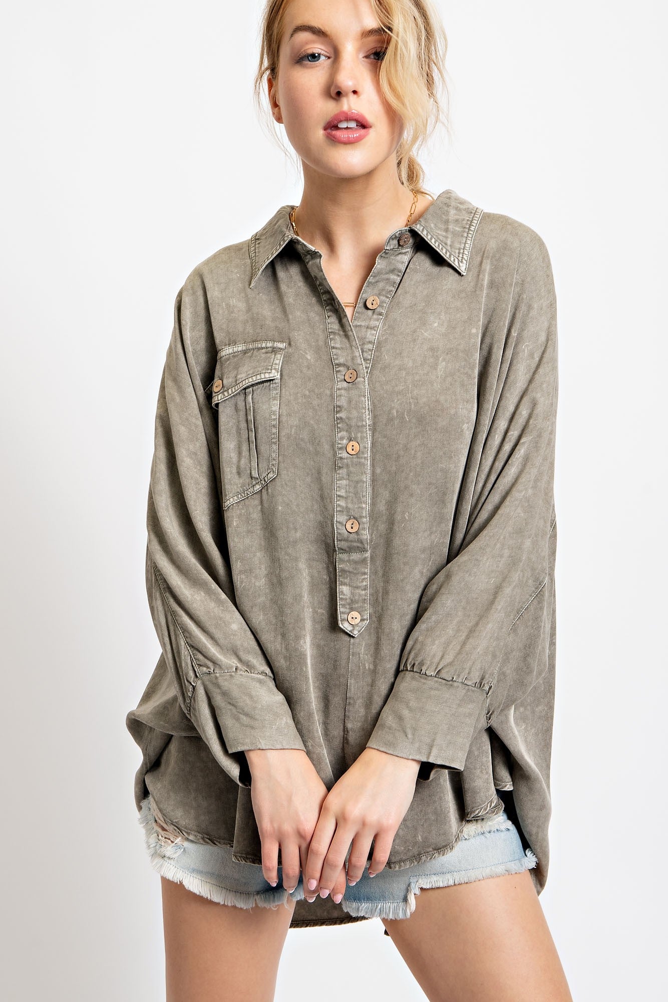 Elena Washed Out Dolman Sleeve Top PLUS