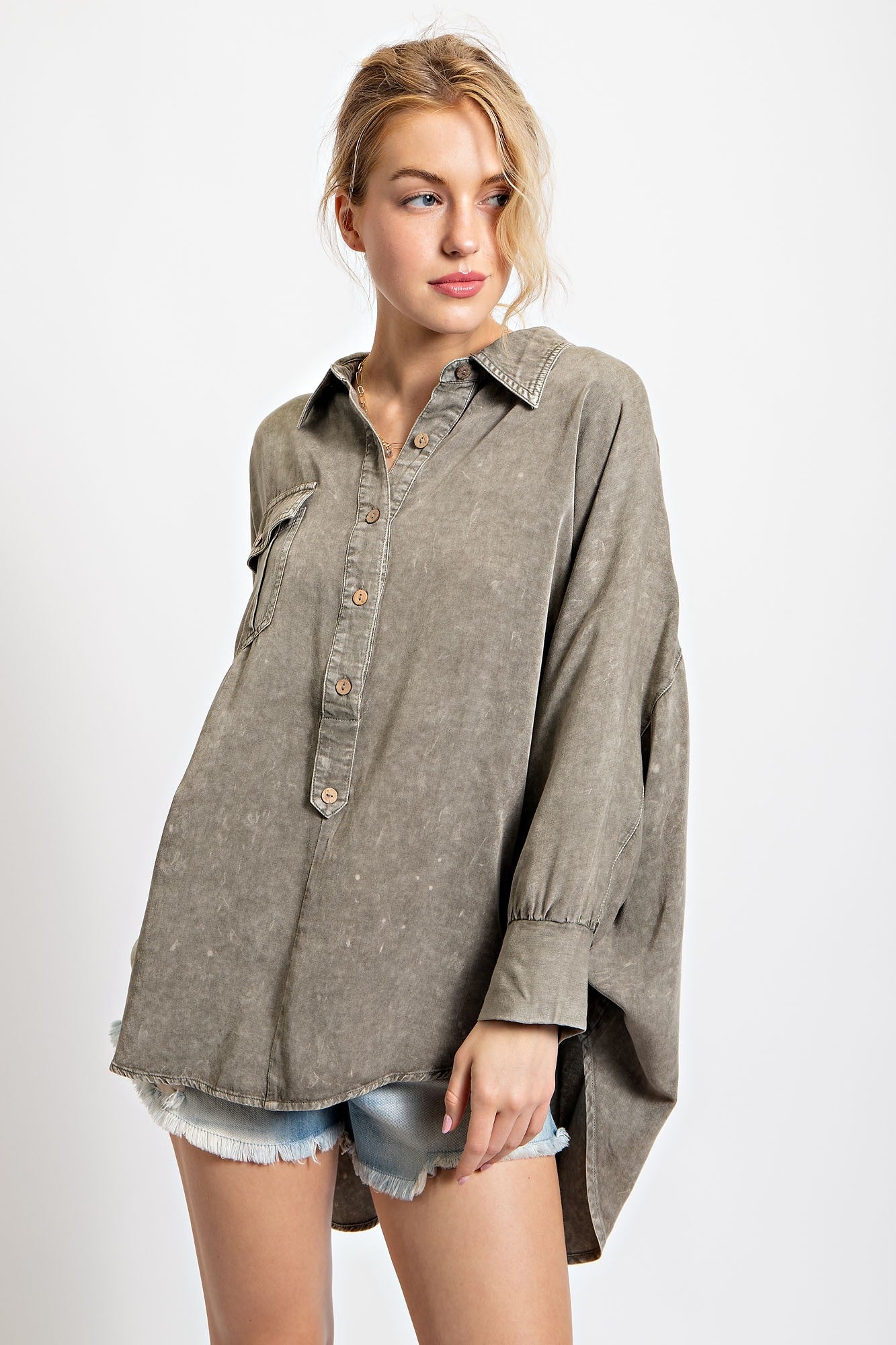 Elena Washed Out Dolman Sleeve Top PLUS