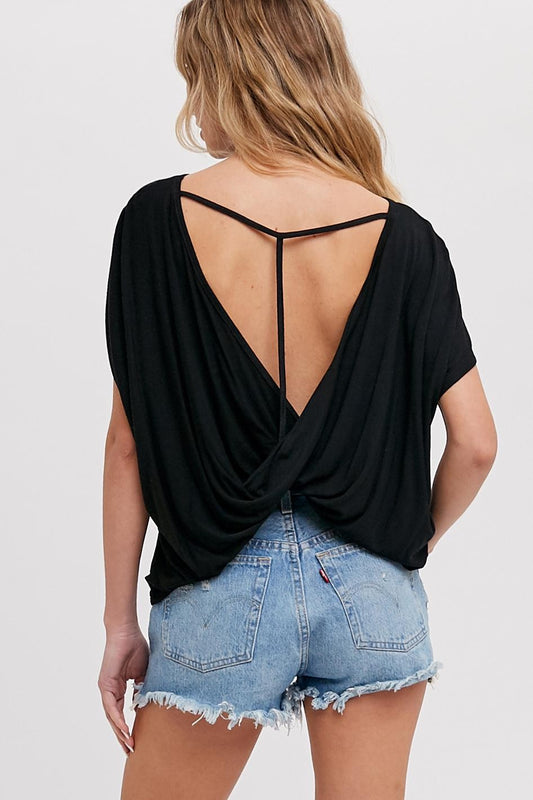 Twisted Back T Strap Jersey Top
